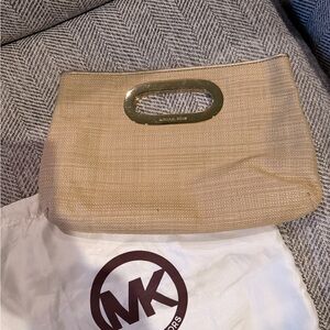 Michael Kors Beige Clutch with Gold Accent